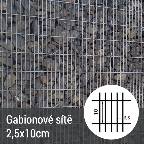 Gabionová síť - oko 2,5x10 cm