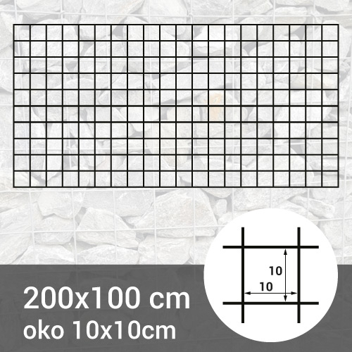 Gabionová sít 200x100cm - oko 10x10cm
