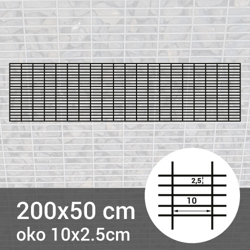 Gabionová sít 200x50cm - oko 10x2,5cm