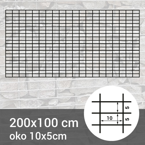 Gabionová sít 200x100cm - oko 10x5cm