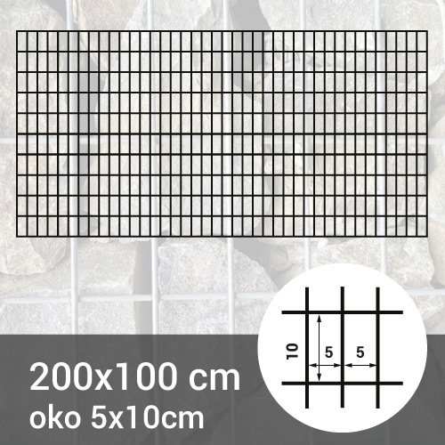 Gabionová sít 200x100cm - oko 5x10cm