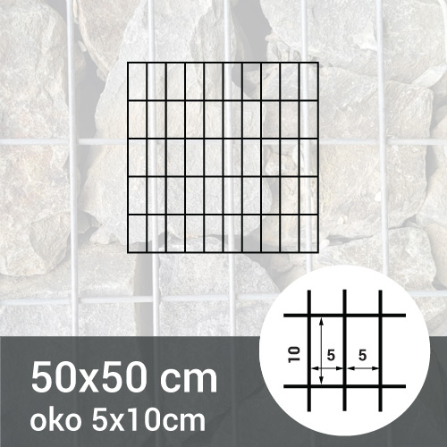 Gabionová sít 50x50cm - oko 5x10cm