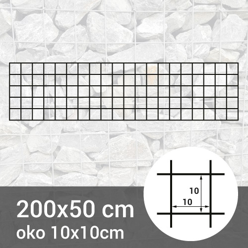 Gabionová sít 200x50cm - oko 10x10cm