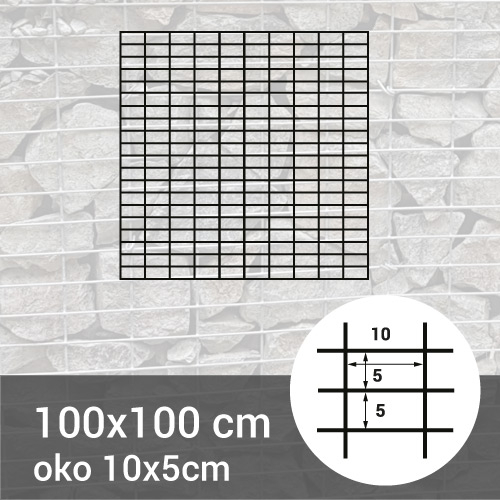 Gabionová sít 100x100cm - oko 10x5cm