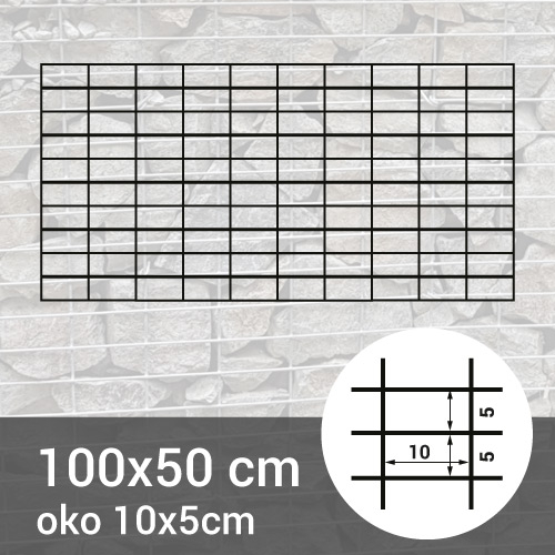 Gabionová sít 100x50cm - oko 10x5cm