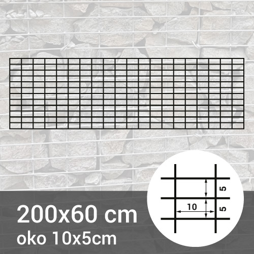 Gabionová sít 200x60cm - oko 10x5cm