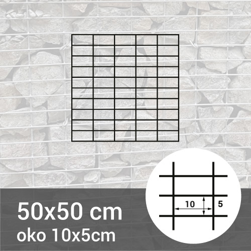Gabionová sít 50x50cm - oko 10x5cm