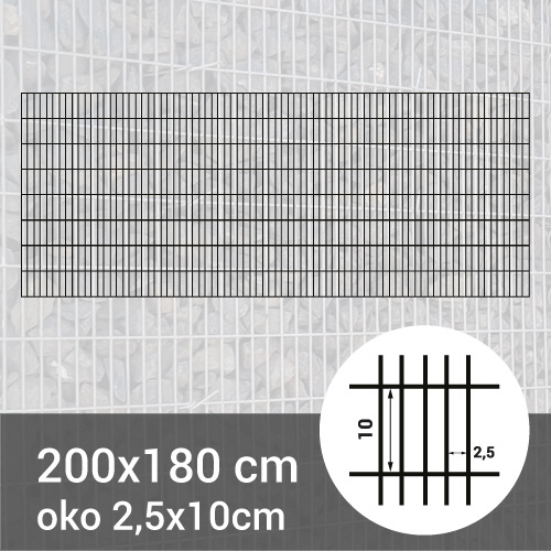 Gabionová sít 200x180cm - oko 2,5x10cm