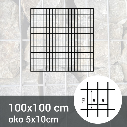 Gabionová sít 100x100cm - oko 5x10cm