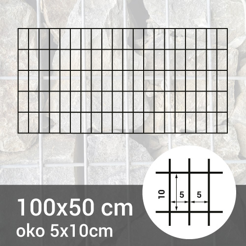 Gabionová sít 100x50cm - oko 5x10cm
